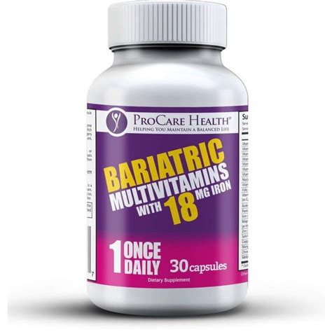 Procare vitamins - ProCare Health | Once Daily Bariatric Multivitamin - Capsule - 18mg Iron - 30ct. ... During development of ProCare Health vitamins, countless hours were spent with doctors, dietitians, and bariatric coordinators to ensure ProCare Health is the most complete bariatric multivitamin ever.